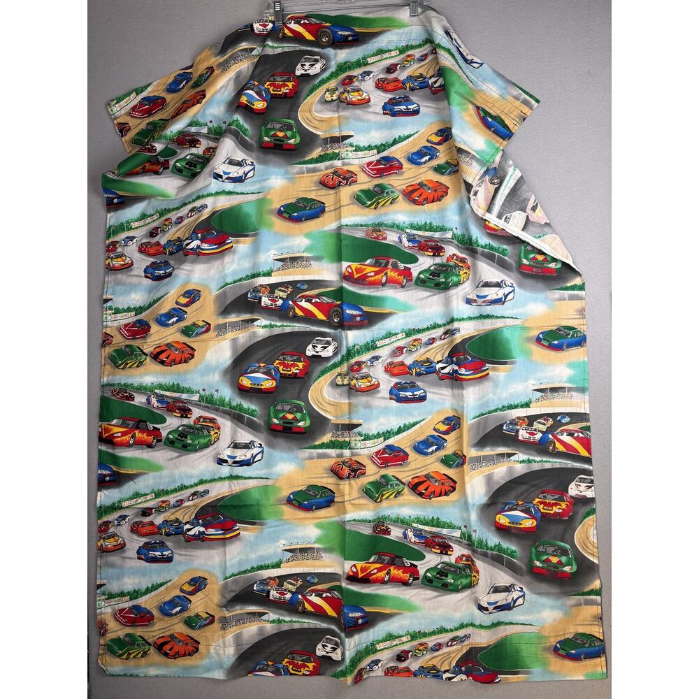 Vintage 2004 Cranston Village Racing Cars Quilting Fabric Printed in USA Novelty
